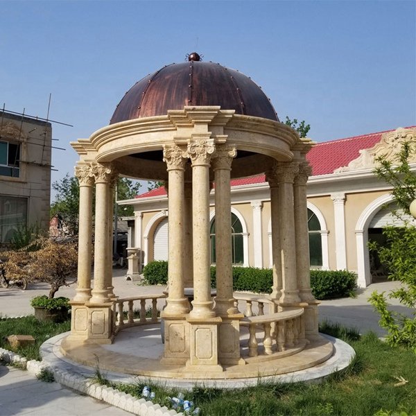 beige marble column gazebo mily statue
