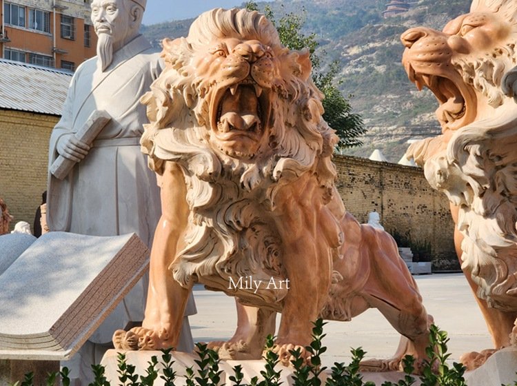 3. marble lion statues