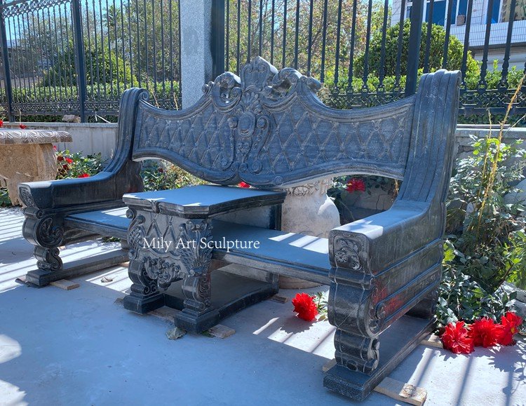 6. black marble bench