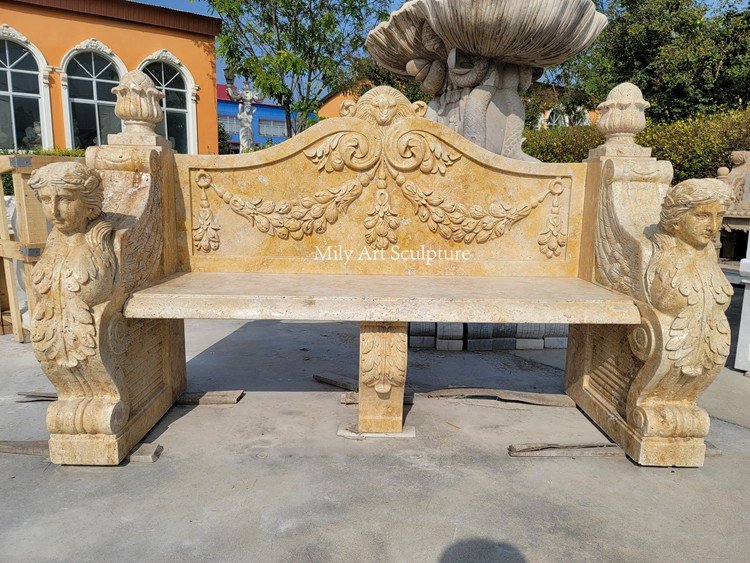 7. antique travertine bench