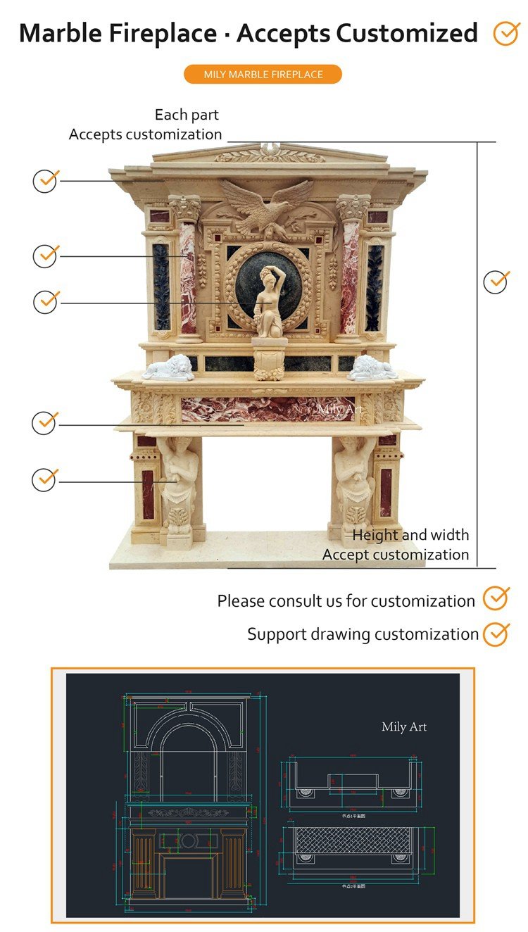 accept customization for the marble fireplaces for sale-Mily Statue