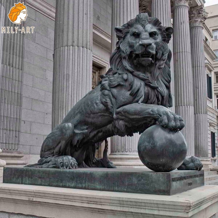 1. lion with ball statue