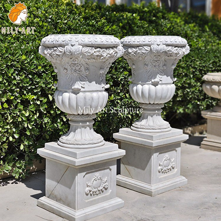 1. white marble plant pot