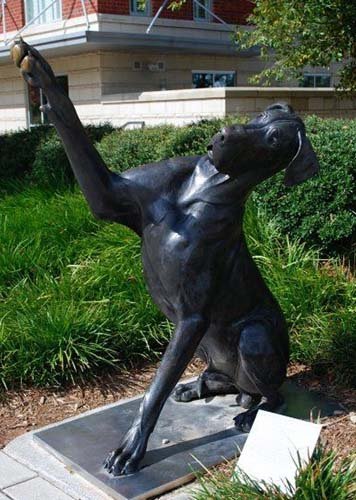 6. bronze dog statue