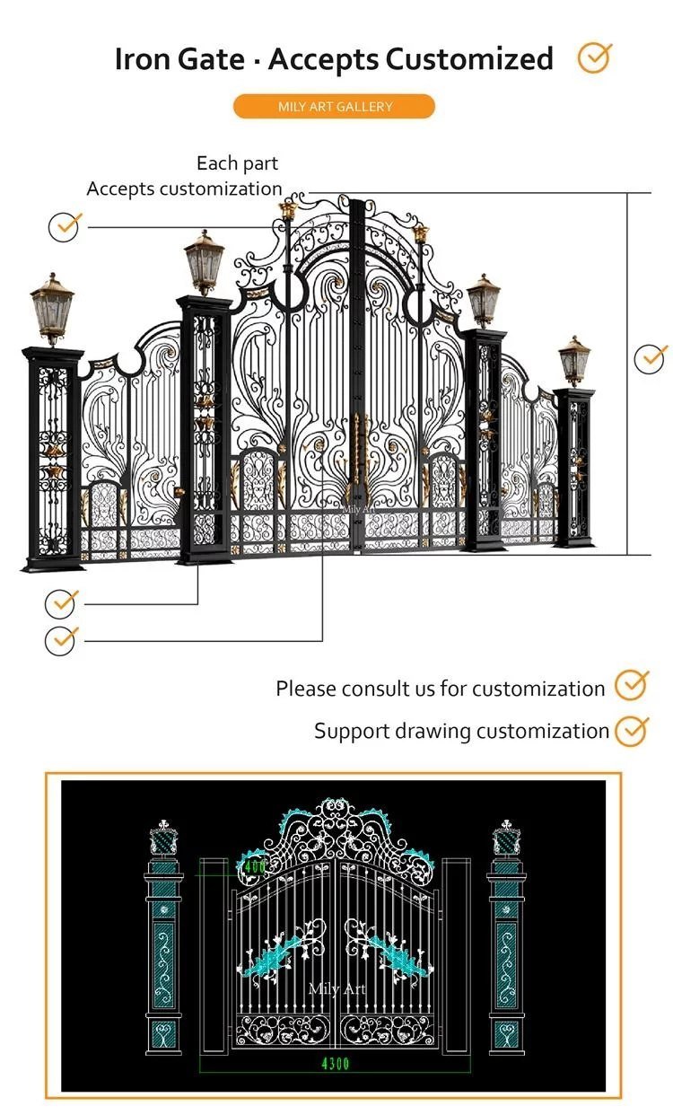 accept customization for the wrought iron gate designs