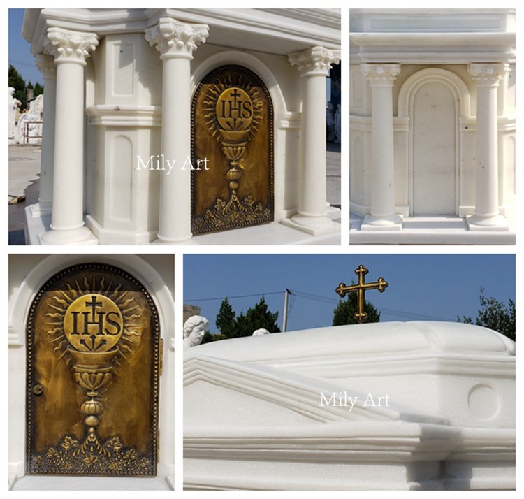 2.1. carving details show for the marble Catholic tabernacle