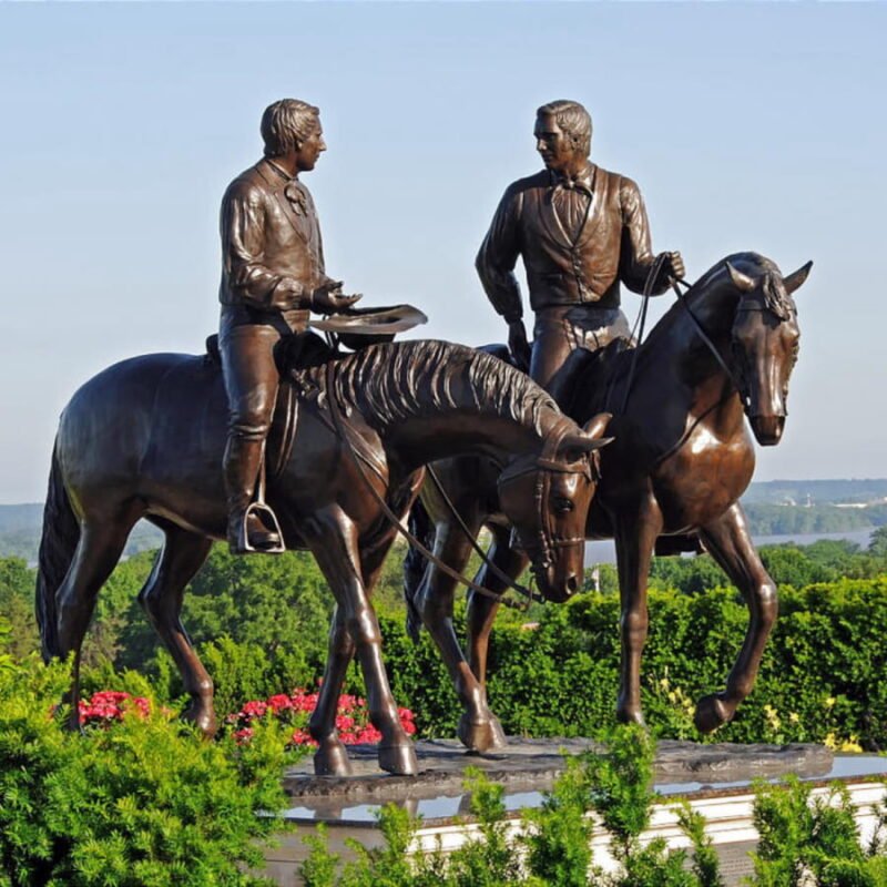 custom man on his horse bronze statue mlbs 137
