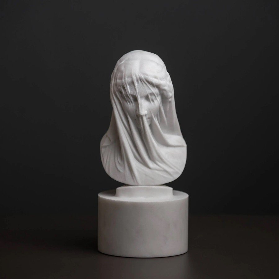 marble bust of the veiled virgin mary
