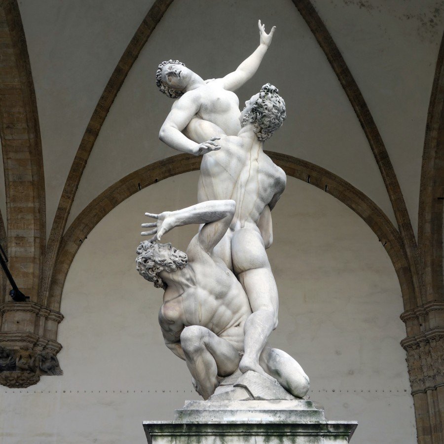 famous marble statue of abduction of a sabine woman