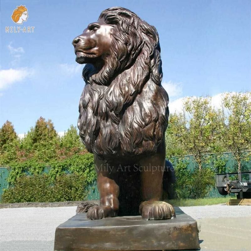 large bronze lion sculpture for entrance way mlbs 145
