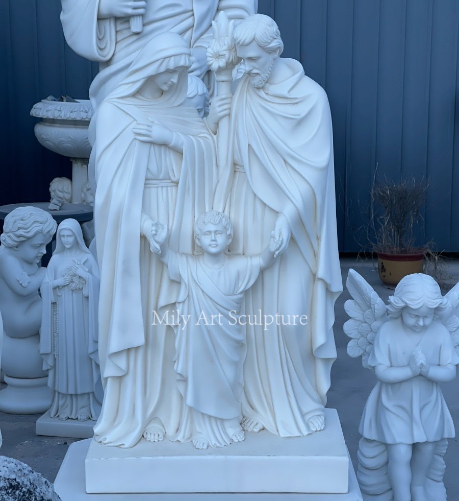 natural white marble hand carving holy family statue for sale mlms 229
