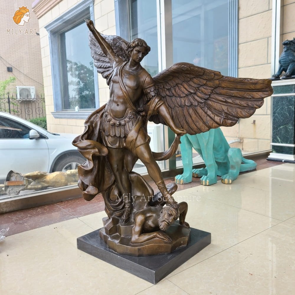 life size bronze statue of archangel michael mlbs 140