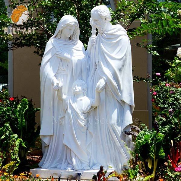 natural white marble hand carving holy family statue for sale mlms 229