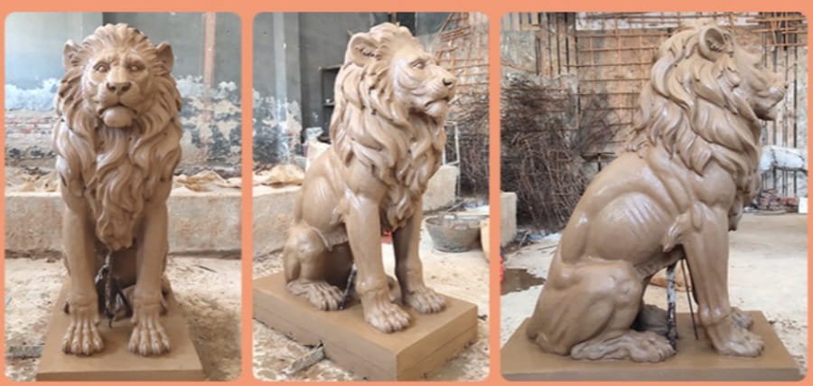 Sitting Bronze Lion Statue clay mould