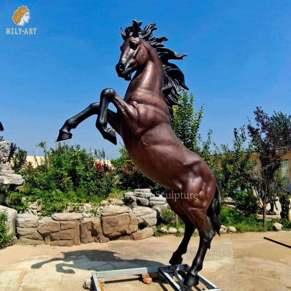 life size bronze rearing horse garden statue mlbs 142