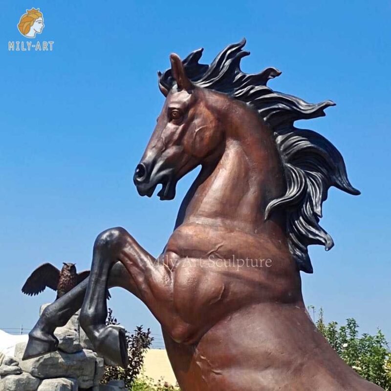 life size bronze rearing horse garden statue mlbs 142