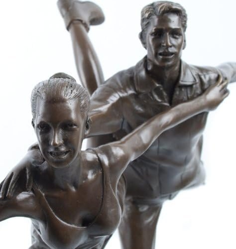 hot cast bronze ice skating couple on marble base mlbs 159