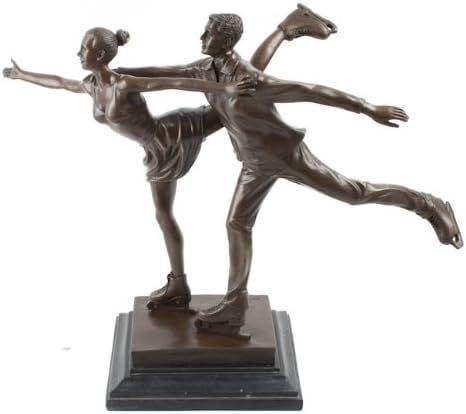 hot cast bronze ice skating couple on marble base mlbs 159