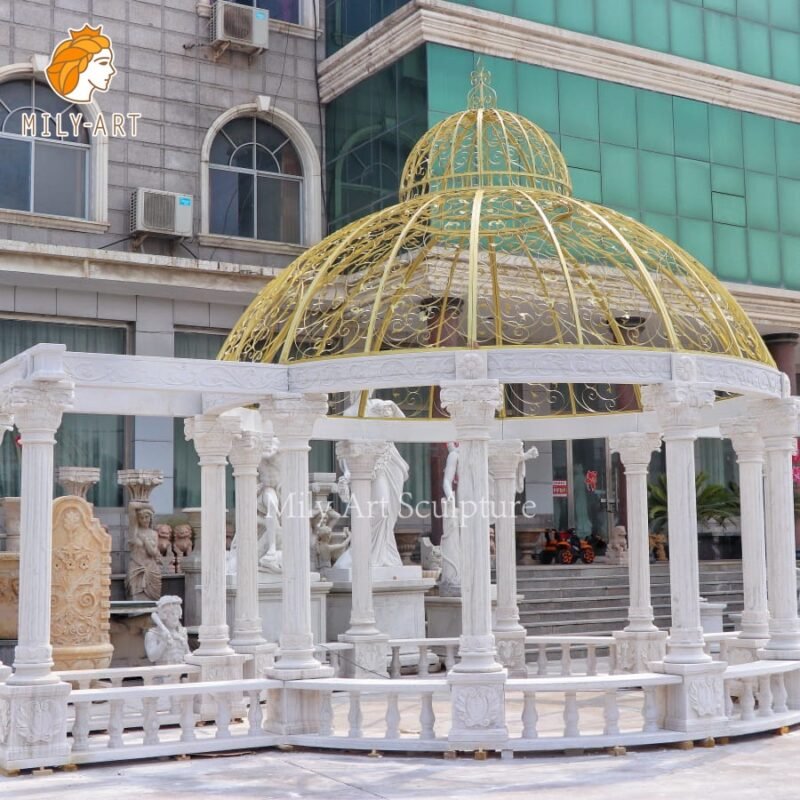 large outdoor luxury carved marble gazebo mlms 233