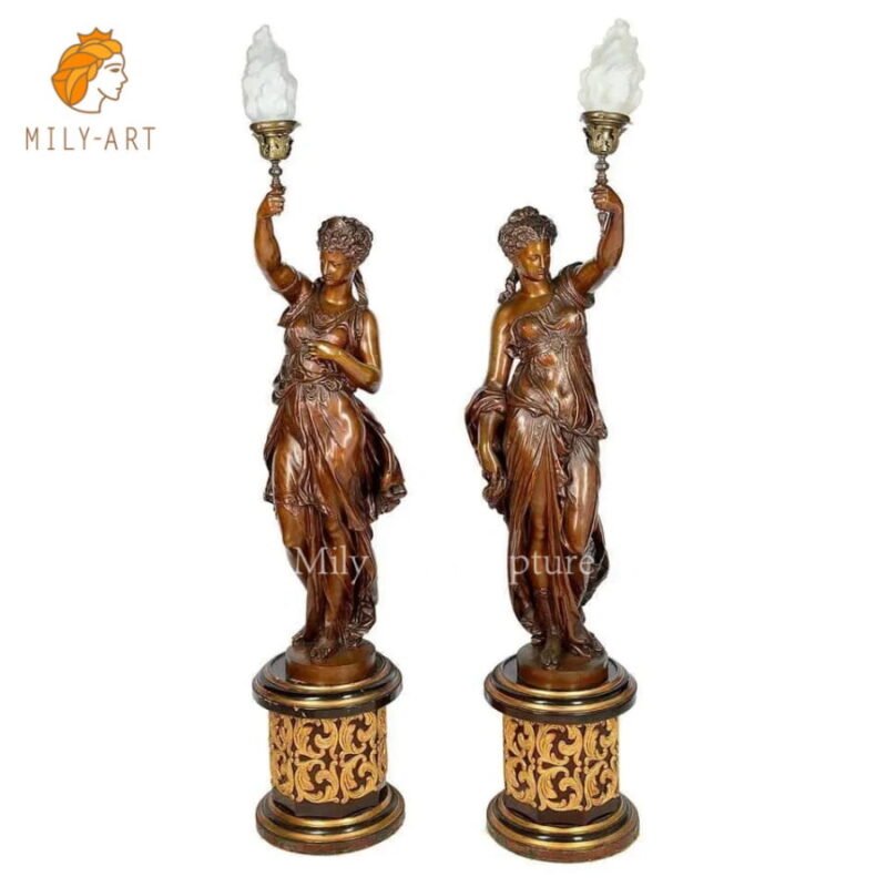 casting bronze lady statue lamp for sale mlbs 167