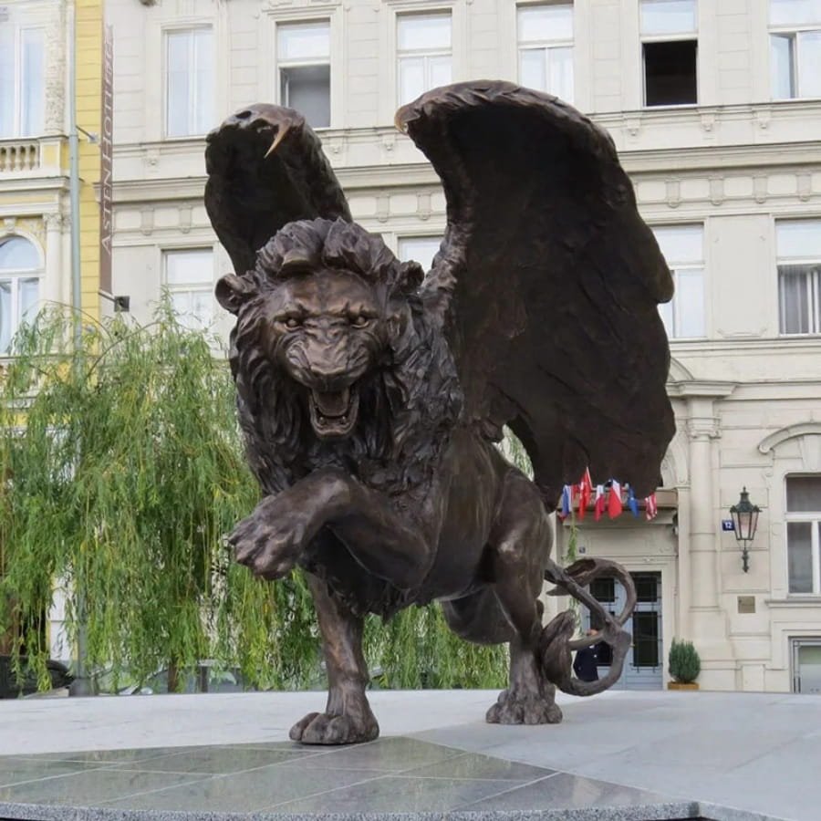 life size bronze winged lion statue 4