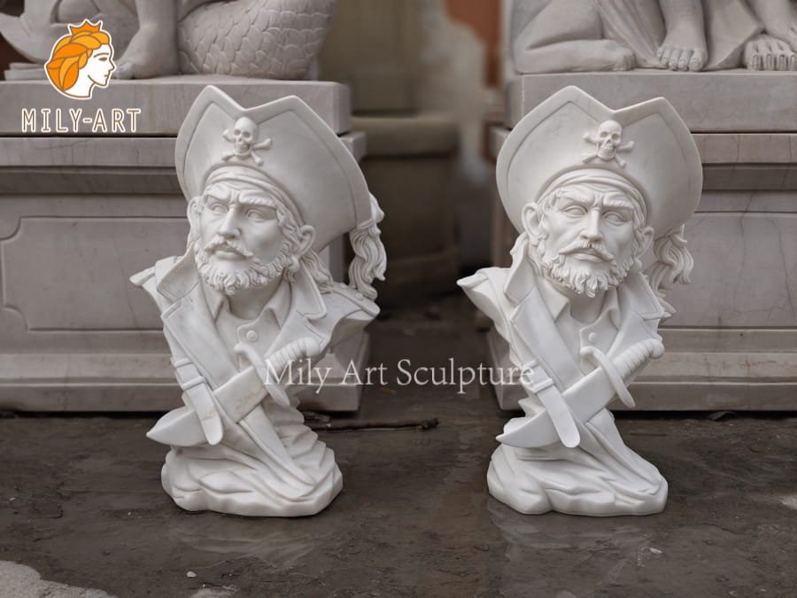 museum grade marble pirate sculpture bust for sale mlms 243