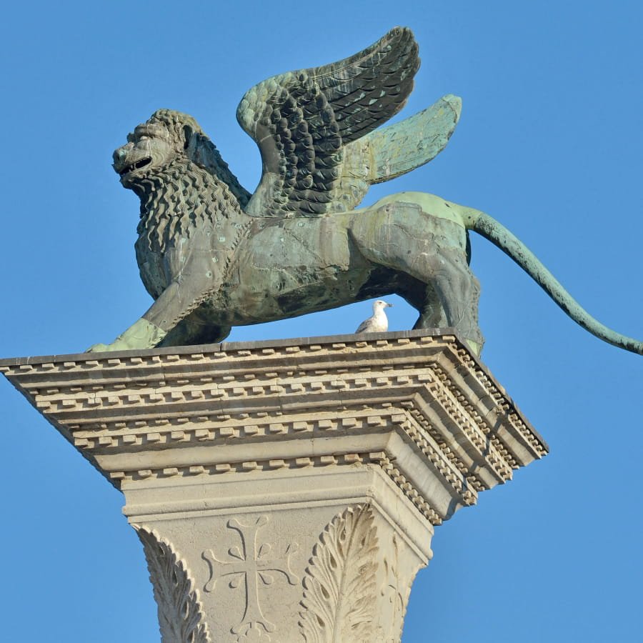 the lion of san mark on piazzetta san marco venice