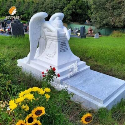 immaculately hand carved marble weeping angel memorial statue mlms 080
