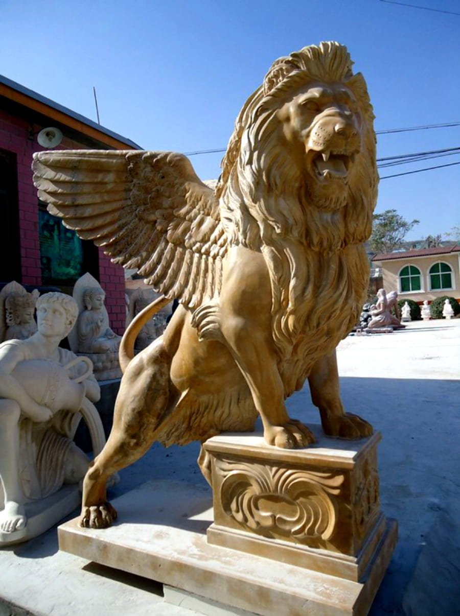 marble winged lion statues for sale1