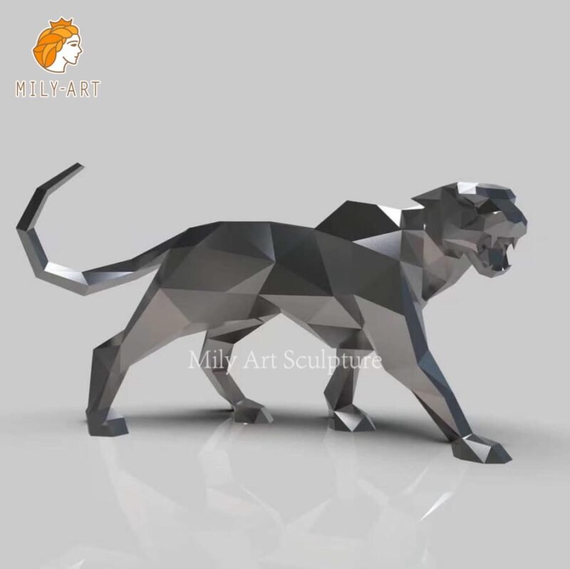 Abstract Geometric Style Leopard Sculpture