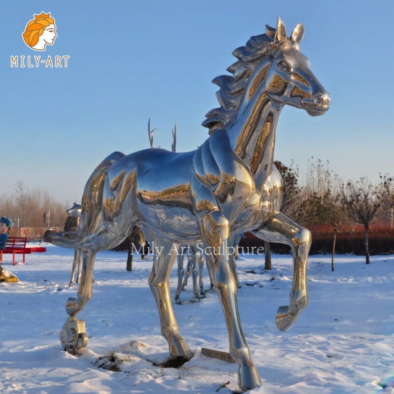 custom life size stainless steel horse sculpture for sale mlss 118