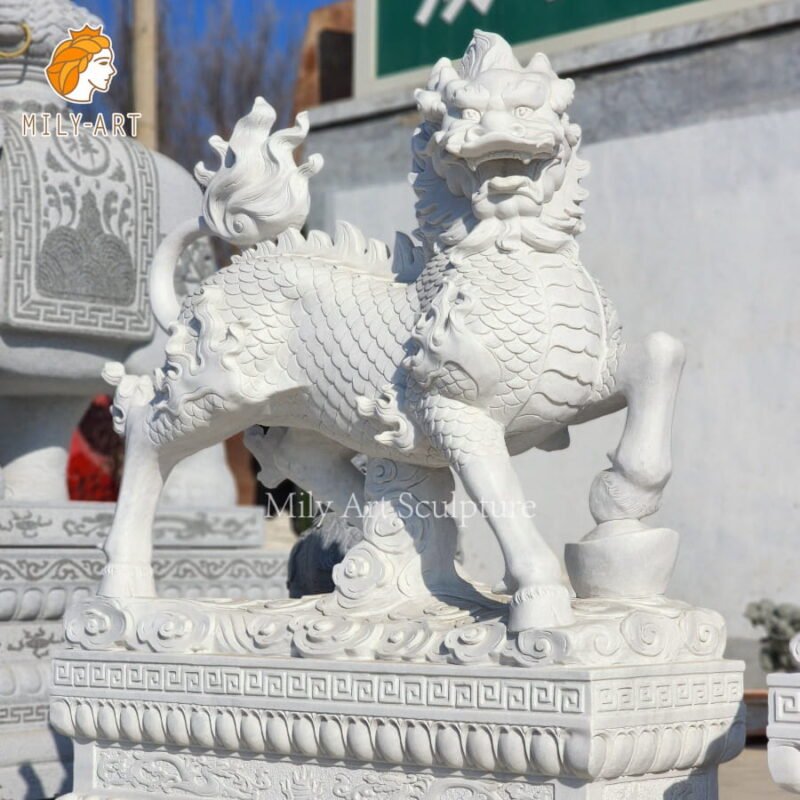 chinese modern art feng shui animal marble kirin statue mlms 252