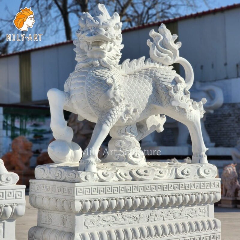 chinese modern art feng shui animal marble kirin statue mlms 252