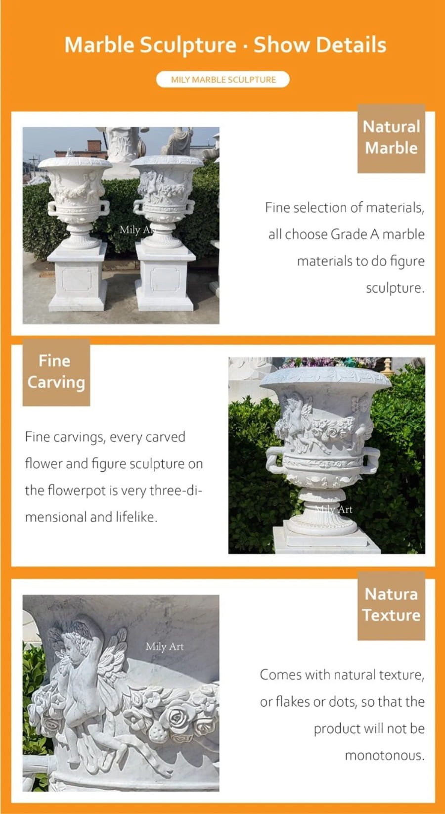 marble planters luxurious italian marble cherub urn pair mlms 250