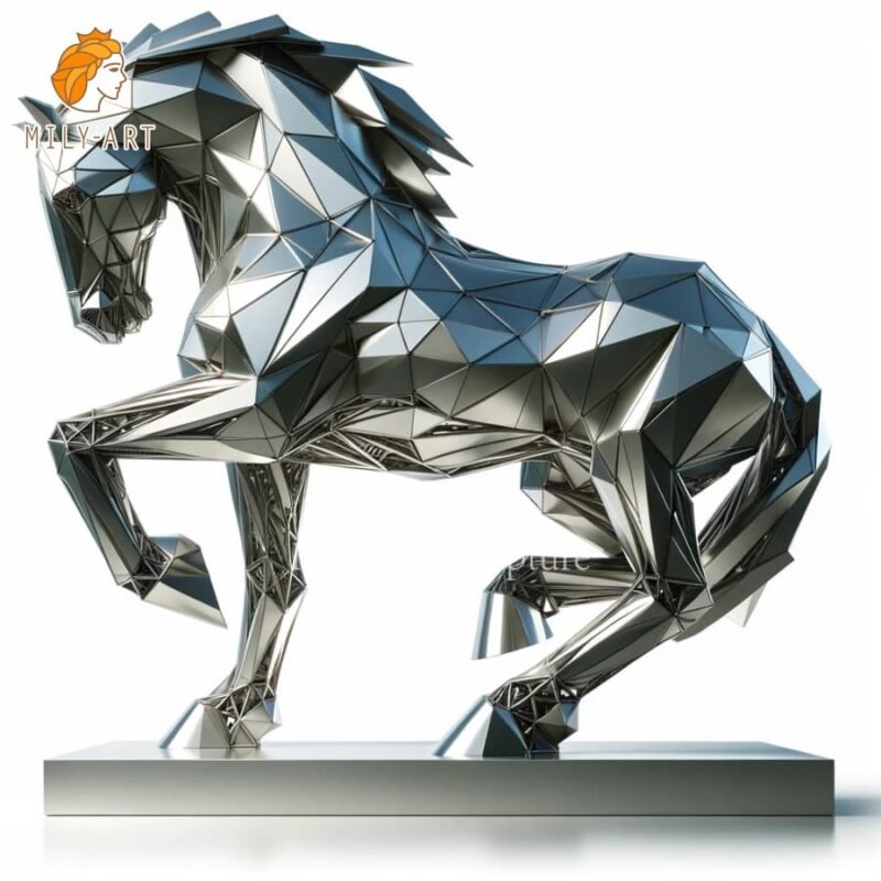 modern art metal geometric horse sculpture for sale mlss 121