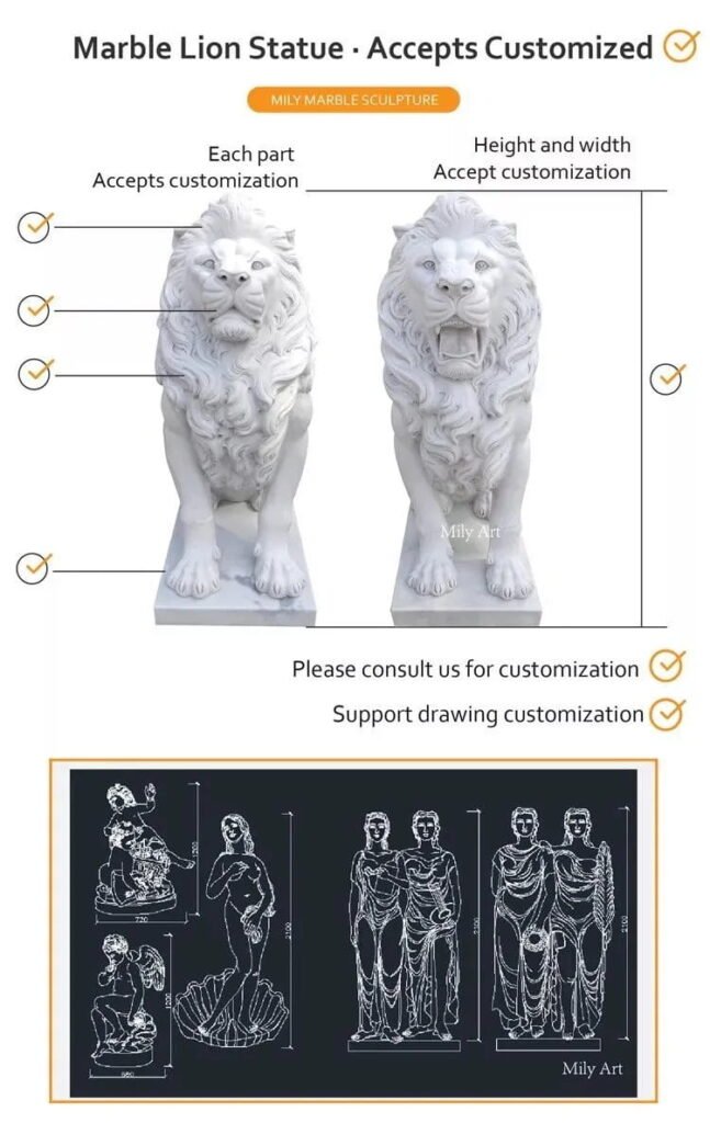 white marble lion statue mily sculpture
