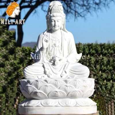 Large White Guanyin Buddha Statue (6)