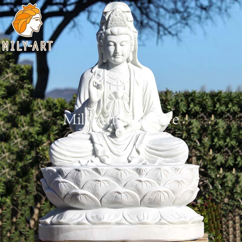 Large White Guanyin Buddha Statue (6)