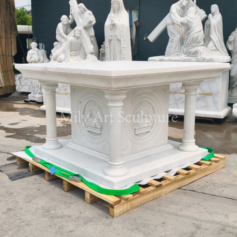White Custom Marble Table for Church Altar - Milystatue