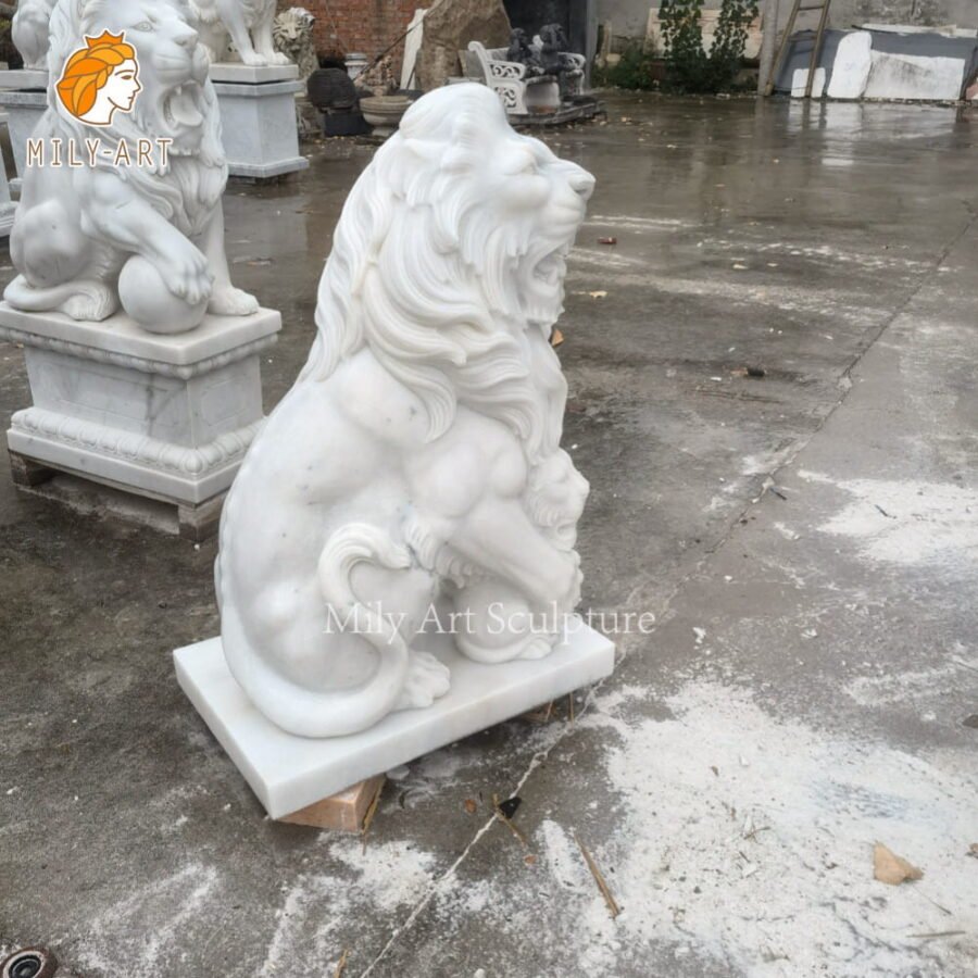 custom marble lion statue mother and baby mlms 275