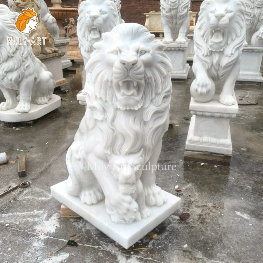 custom marble lion statue mother and baby mlms 275