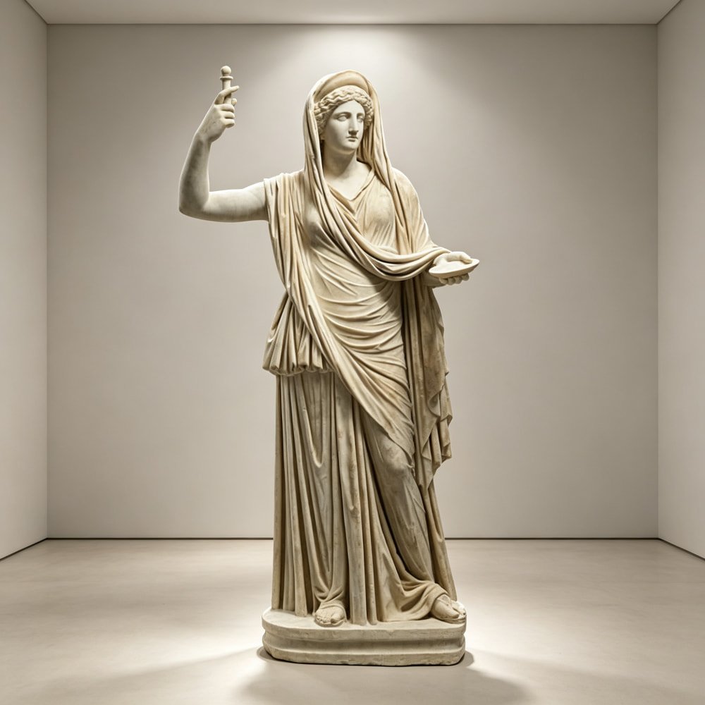 Hera Campana marble statue wearing a royal diadem and veil