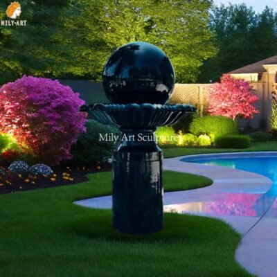 Black Granite Kugel Ball Fountain