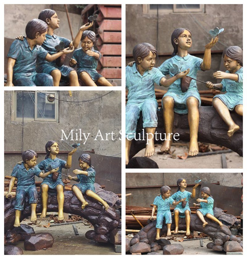 mily-factory-bronze-children-garden-statues-finished-display