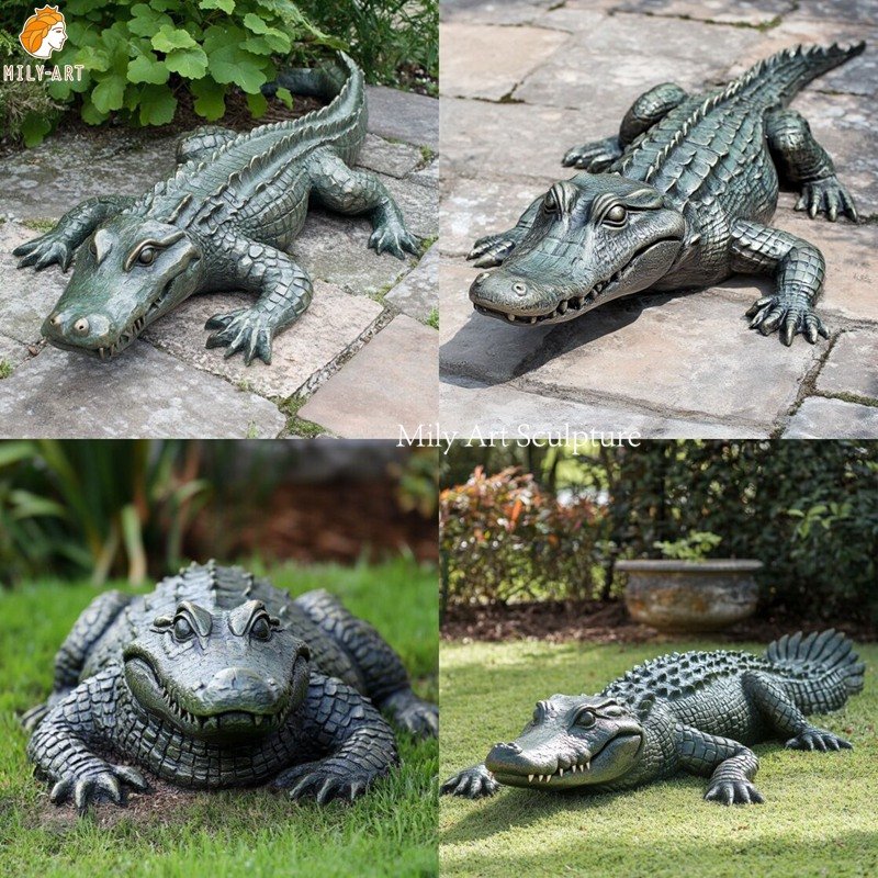 Bronze Crocodile Sculpture Details