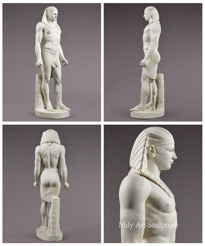 Life Size White Marble Egyptian Sculpture Details