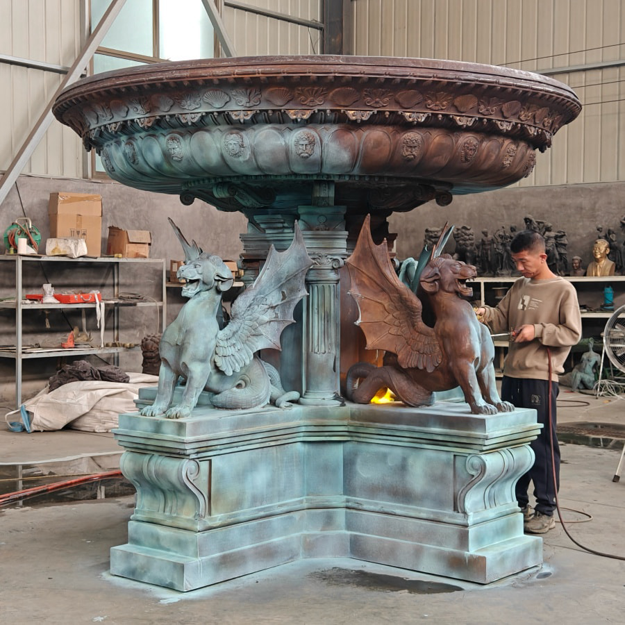 How can you restore color and shine on an old bronze or brass statue?