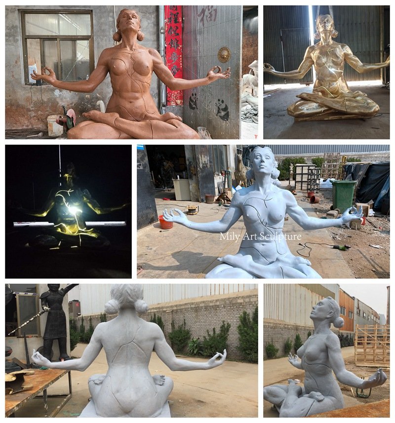 Mily Bronze Cracked Light Woman Sculpture Display