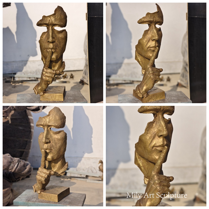 golden bronze silence statue from the Mily factory