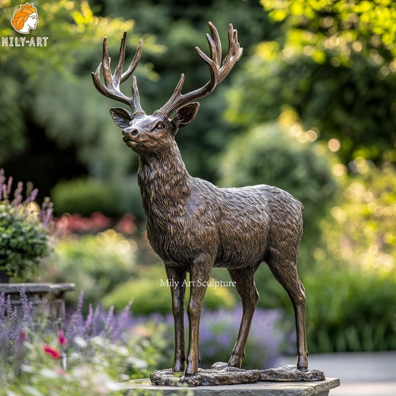 Life Size Outdoor Bronze Stag Statue for Park Decor
